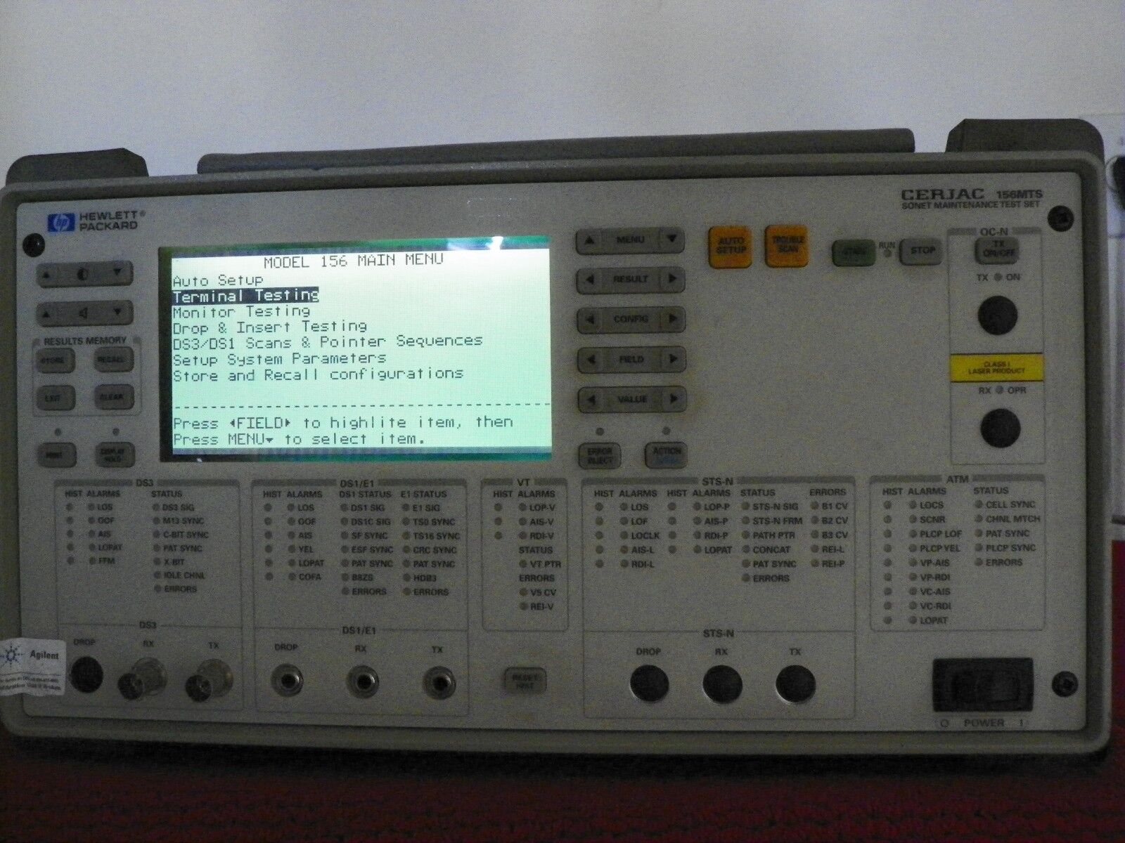 HP CERJAC 156MTS E4480A Sonet Maintenance Test Set HP CERJAC 156MTS E4480A Sonet Maintenance Test Set